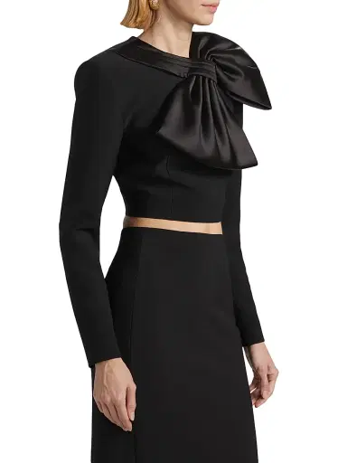 Ronny Kobo Women's Arlet Bow Long-Sleeve Crop Top - Black | Thumbnail 4 Ronny Kobo Women's Arlet Bow Long-Sleeve Crop Top - Black | Thumbnail 4