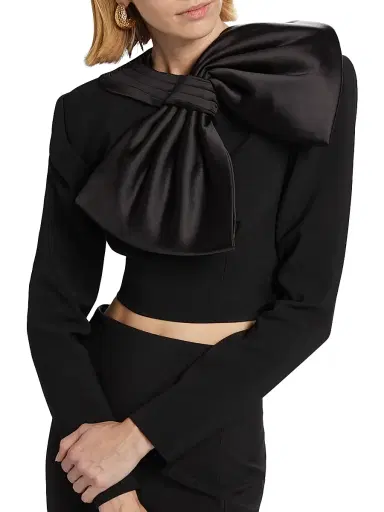 Ronny Kobo Women's Arlet Bow Long-Sleeve Crop Top - Black | Thumbnail 6 Ronny Kobo Women's Arlet Bow Long-Sleeve Crop Top - Black | Thumbnail 6
