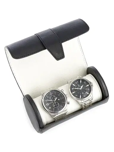 Royce New York Leather Double Watch Roll - Black | Thumbnail 4 Royce New York Leather Double Watch Roll - Black | Thumbnail 4