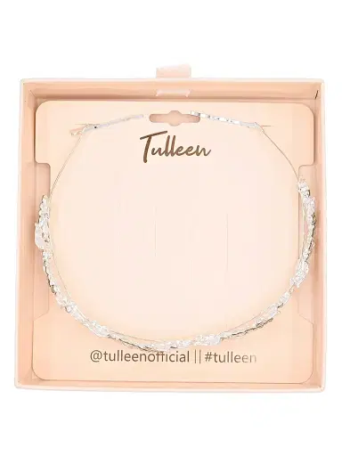 Tulleen Rhinestone Leaf Pattern Headband - Silver | Thumbnail 2 Tulleen Rhinestone Leaf Pattern Headband - Silver | Thumbnail 2