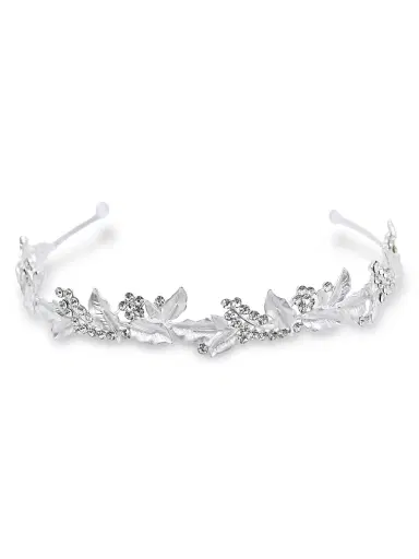 Tulleen Rhinestone Leaf Pattern Headband - Silver | Thumbnail 1 Tulleen Rhinestone Leaf Pattern Headband - Silver | Thumbnail 1