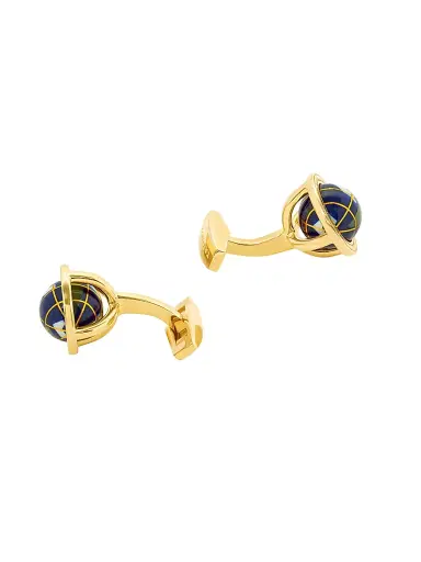 Tateossian Men's Globe Mosaic 18K Yellow Gold-Plated & Lapis Cufflinks - Yellow Gold | Thumbnail 2 Tateossian Men's Globe Mosaic 18K Yellow Gold-Plated & Lapis Cufflinks - Yellow Gold | Thumbnail 2