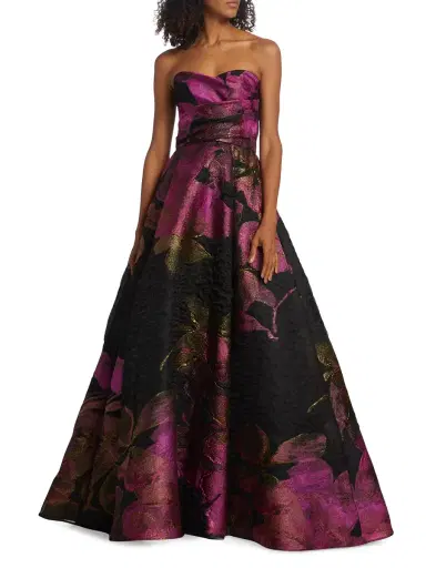 Amsale Women's Cloq Ball Gown - Fuchsia Black | Thumbnail 2 Amsale Women's Cloq Ball Gown - Fuchsia Black | Thumbnail 2