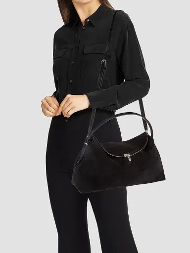 Toteme Women's T-Lock Suede Top Handle Bag - Espresso | Thumbnail 2 Toteme Women's T-Lock Suede Top Handle Bag - Espresso | Thumbnail 2