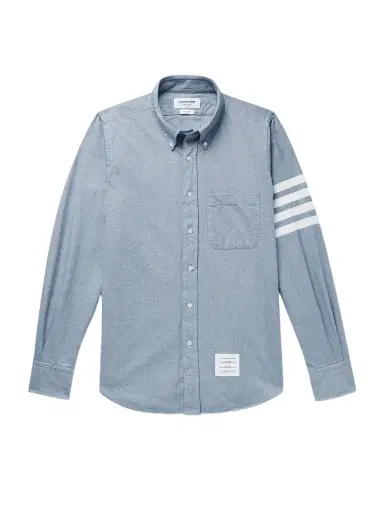 Thom Browne Button-Down Collar Striped Cotton-Flannel Shirt - Men | Thumbnail 1 Thom Browne Button-Down Collar Striped Cotton-Flannel Shirt - Men | Thumbnail 1