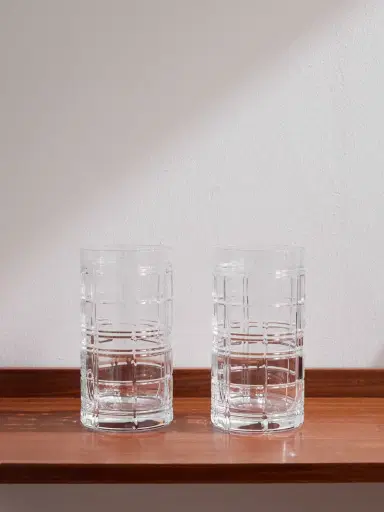 Ralph Lauren Home Hudson Plaid Set of Two Highball Crystal Glasses - Men | Thumbnail 1 Ralph Lauren Home Hudson Plaid Set of Two Highball Crystal Glasses - Men | Thumbnail 1