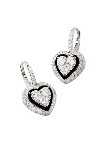 Kamyen Heart 18-karat White Gold, Diamond And Enamel Hoop Earrings | Thumbnail 1 Kamyen Heart 18-karat White Gold, Diamond And Enamel Hoop Earrings | Thumbnail 1