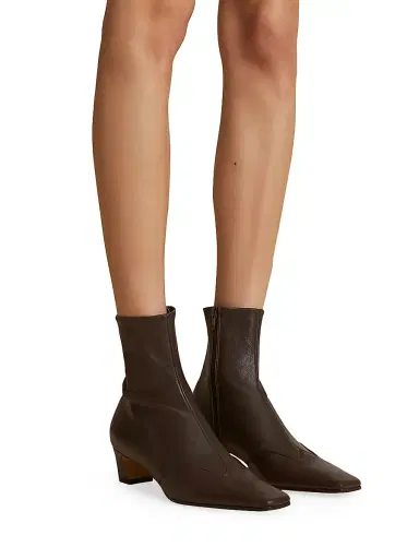 Khaite Women's Nevada 40MM Leather Ankle Boots - Dark Brown | Thumbnail 5 Khaite Women's Nevada 40MM Leather Ankle Boots - Dark Brown | Thumbnail 5