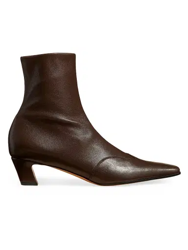 Khaite Women's Nevada 40MM Leather Ankle Boots - Dark Brown | Thumbnail 1 Khaite Women's Nevada 40MM Leather Ankle Boots - Dark Brown | Thumbnail 1