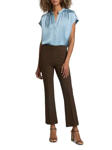 Vince Women's Mid-Rise Pintuck Crop Flare Pants | Thumbnail 2 Vince Women's Mid-Rise Pintuck Crop Flare Pants | Thumbnail 2