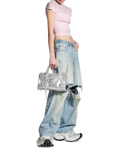 Balenciaga Women's Le City Top Handle Metallized Bag - Silver | Thumbnail 2 Balenciaga Women's Le City Top Handle Metallized Bag - Silver | Thumbnail 2