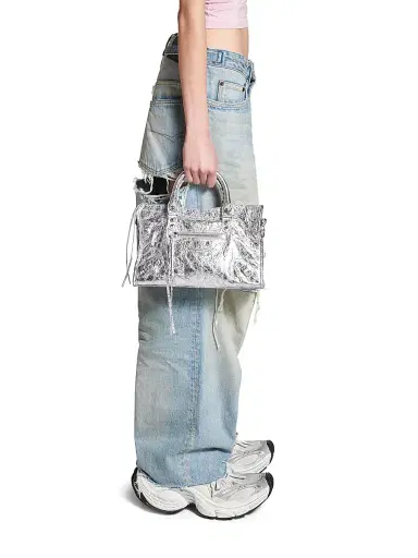 Balenciaga Women's Le City Top Handle Metallized Bag - Silver | Thumbnail 3 Balenciaga Women's Le City Top Handle Metallized Bag - Silver | Thumbnail 3