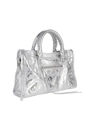 Balenciaga Women's Le City Top Handle Metallized Bag - Silver | Thumbnail 4 Balenciaga Women's Le City Top Handle Metallized Bag - Silver | Thumbnail 4