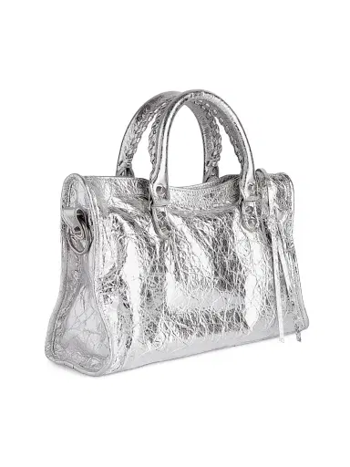 Balenciaga Women's Le City Top Handle Metallized Bag - Silver | Thumbnail 6 Balenciaga Women's Le City Top Handle Metallized Bag - Silver | Thumbnail 6