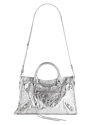 Balenciaga Women's Le City Top Handle Metallized Bag - Silver | Thumbnail 8 Balenciaga Women's Le City Top Handle Metallized Bag - Silver | Thumbnail 8