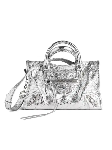 Balenciaga Women's Le City Top Handle Metallized Bag - Silver | Thumbnail 9 Balenciaga Women's Le City Top Handle Metallized Bag - Silver | Thumbnail 9