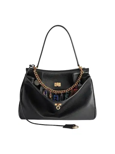 Balenciaga Women's Rodeo Medium Handbag with NY Souvenirs Charms - Black | Thumbnail 1 Balenciaga Women's Rodeo Medium Handbag with NY Souvenirs Charms - Black | Thumbnail 1