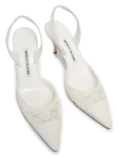 Manolo Blahnik Women's Capsli 70MM Leather Slingback Pumps - Light Cream - Size 12 | Thumbnail 4 Manolo Blahnik Women's Capsli 70MM Leather Slingback Pumps - Light Cream - Size 12 | Thumbnail 4