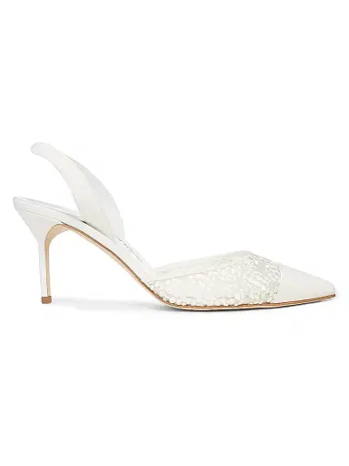Manolo Blahnik Women's Capsli 70MM Leather Slingback Pumps - Light Cream - Size 12 | Thumbnail 1 Manolo Blahnik Women's Capsli 70MM Leather Slingback Pumps - Light Cream - Size 12 | Thumbnail 1