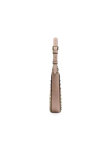 Valentino Garavani Women's Mini Rockstud Hobo Bag in Grainy Calfskin - Poudre | Thumbnail 4 Valentino Garavani Women's Mini Rockstud Hobo Bag in Grainy Calfskin - Poudre | Thumbnail 4