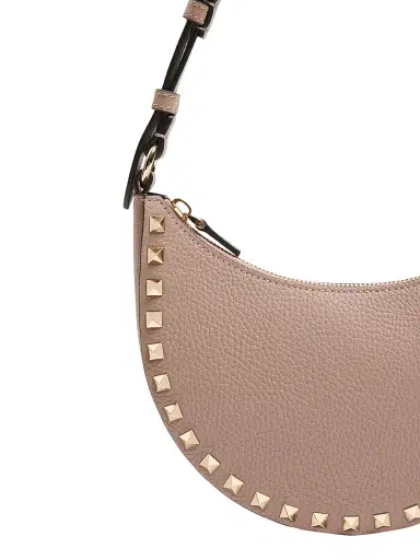Valentino Garavani Women's Mini Rockstud Hobo Bag in Grainy Calfskin - Poudre | Thumbnail 5 Valentino Garavani Women's Mini Rockstud Hobo Bag in Grainy Calfskin - Poudre | Thumbnail 5