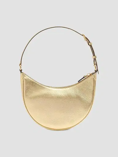 Valentino Garavani Women's VLogo Signature Mini Hobo Bag in Laminated Grainy Calfskin - Antique Brass | Thumbnail 5 Valentino Garavani Women's VLogo Signature Mini Hobo Bag in Laminated Grainy Calfskin - Antique Brass | Thumbnail 5