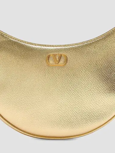 Valentino Garavani Women's VLogo Signature Mini Hobo Bag in Laminated Grainy Calfskin - Antique Brass | Thumbnail 6 Valentino Garavani Women's VLogo Signature Mini Hobo Bag in Laminated Grainy Calfskin - Antique Brass | Thumbnail 6