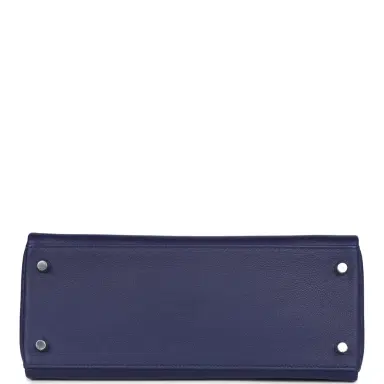 HERMÈS Pre-owned Hermes Kelly Retourne 28 Bleu Encre Verso Evercolor Palladium Hardware | Thumbnail 6 HERMÈS Pre-owned Hermes Kelly Retourne 28 Bleu Encre Verso Evercolor Palladium Hardware | Thumbnail 6