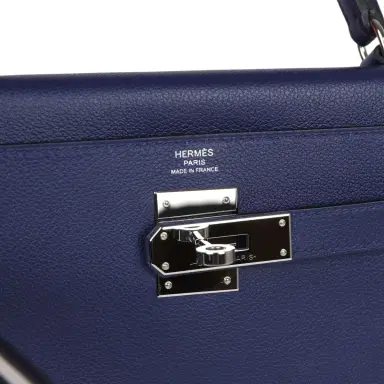 HERMÈS Pre-owned Hermes Kelly Retourne 28 Bleu Encre Verso Evercolor Palladium Hardware | Thumbnail 7 HERMÈS Pre-owned Hermes Kelly Retourne 28 Bleu Encre Verso Evercolor Palladium Hardware | Thumbnail 7