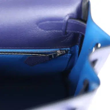 HERMÈS Pre-owned Hermes Kelly Retourne 28 Bleu Encre Verso Evercolor Palladium Hardware | Thumbnail 9 HERMÈS Pre-owned Hermes Kelly Retourne 28 Bleu Encre Verso Evercolor Palladium Hardware | Thumbnail 9