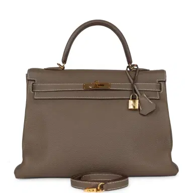 HERMÈS Pre-owned Hermes Kelly Retourne 35 Etoupe Togo Gold Hardware | Thumbnail 1 HERMÈS Pre-owned Hermes Kelly Retourne 35 Etoupe Togo Gold Hardware | Thumbnail 1