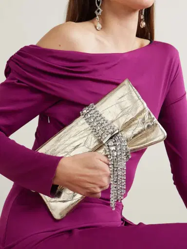 Jimmy Choo Zandra Embellished Metallic Crinkled-leather Clutch | Thumbnail 2 Jimmy Choo Zandra Embellished Metallic Crinkled-leather Clutch | Thumbnail 2