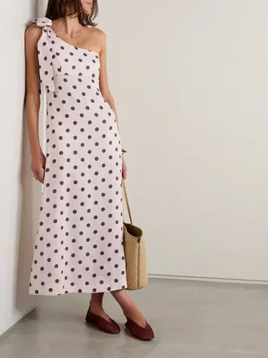 Zimmermann Acacia One-shoulder Bow-embellished Polka-dot Linen Midi Dress | Thumbnail 2 Zimmermann Acacia One-shoulder Bow-embellished Polka-dot Linen Midi Dress | Thumbnail 2