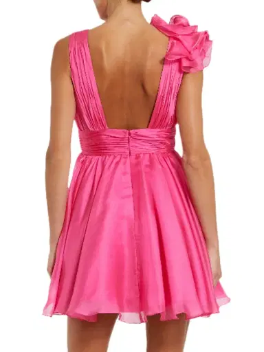 Mac Duggal Women's Ruffle Shoulder Minidress - Hot Pink | Thumbnail 3 Mac Duggal Women's Ruffle Shoulder Minidress - Hot Pink | Thumbnail 3