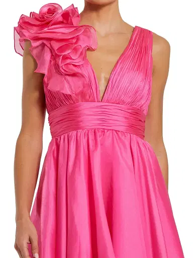 Mac Duggal Women's Ruffle Shoulder Minidress - Hot Pink | Thumbnail 4 Mac Duggal Women's Ruffle Shoulder Minidress - Hot Pink | Thumbnail 4