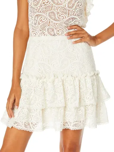 Robert Graham Women's Marisol Ruffled Paisley Eyelet Skirt - White | Thumbnail 2 Robert Graham Women's Marisol Ruffled Paisley Eyelet Skirt - White | Thumbnail 2