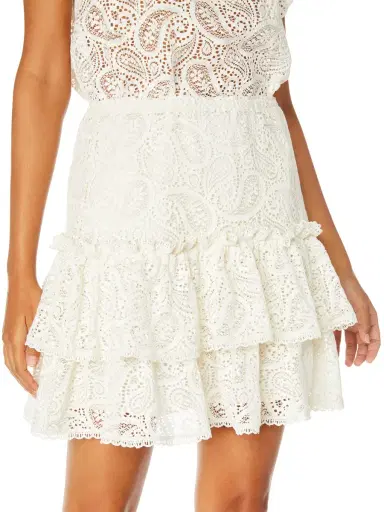 Robert Graham Women's Marisol Ruffled Paisley Eyelet Skirt - White | Thumbnail 3 Robert Graham Women's Marisol Ruffled Paisley Eyelet Skirt - White | Thumbnail 3