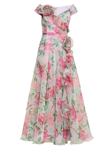 Teri Jon by Rickie Freeman Women's Floral Organza Tulle A-Line Gown - Lavender Multi - Size 6 | Thumbnail 1 Teri Jon by Rickie Freeman Women's Floral Organza Tulle A-Line Gown - Lavender Multi - Size 6 | Thumbnail 1