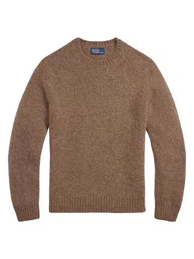 Polo Ralph Lauren Men's Suede-Patch Knit Sweater - Copper Melange | Thumbnail 1 Polo Ralph Lauren Men's Suede-Patch Knit Sweater - Copper Melange | Thumbnail 1
