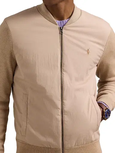 Polo Ralph Lauren Men's Hybrid Wool Full-Zip Sweater - Dune Melange | Thumbnail 5 Polo Ralph Lauren Men's Hybrid Wool Full-Zip Sweater - Dune Melange | Thumbnail 5