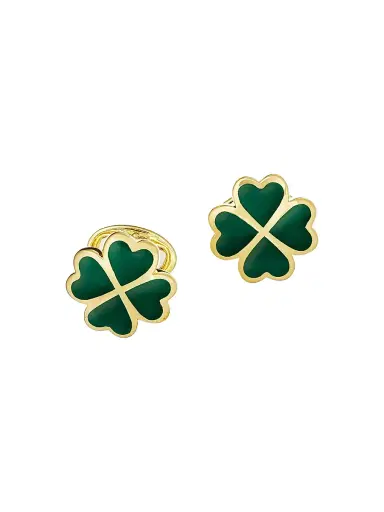 Jan Leslie Men's 18K Gold Vermeil & Green Onyx Clover Cufflinks | Thumbnail 1 Jan Leslie Men's 18K Gold Vermeil & Green Onyx Clover Cufflinks | Thumbnail 1