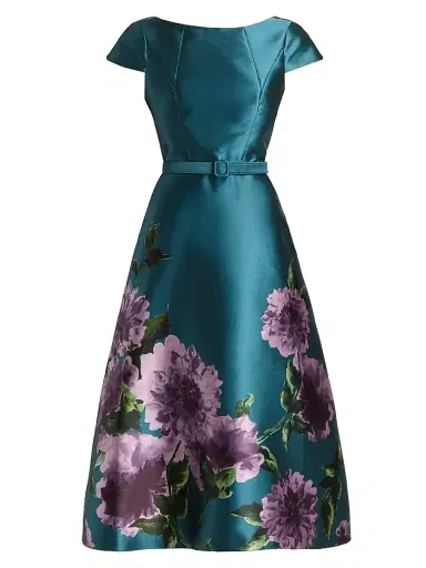 Kay Unger Women's Ina Peony Mikado Cocktail Dress - Teal Blue - Size 8 | Thumbnail 1 Kay Unger Women's Ina Peony Mikado Cocktail Dress - Teal Blue - Size 8 | Thumbnail 1