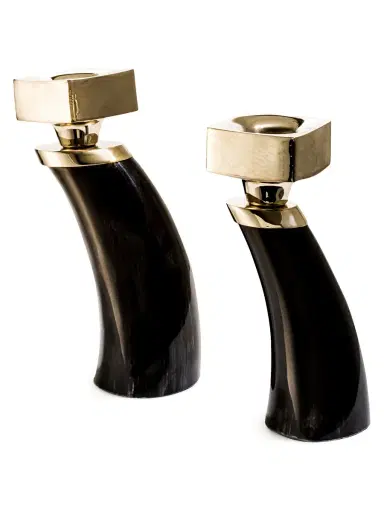 Ladorada Two-Piece Dark Horn Candle Holders | Thumbnail 2 Ladorada Two-Piece Dark Horn Candle Holders | Thumbnail 2