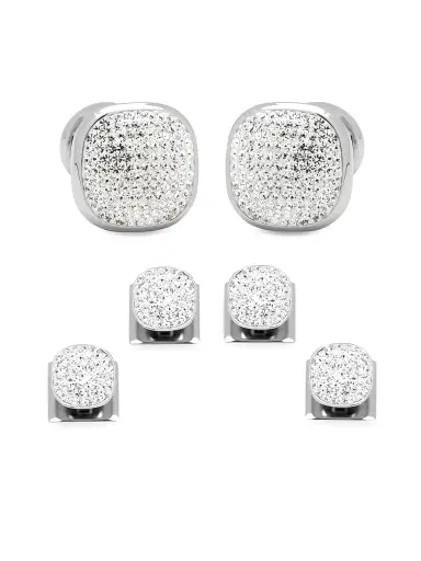 Cufflinks, Inc. Men's Pavé Crystal and Stainless Steel Cufflinks - Silver | Thumbnail 1 Cufflinks, Inc. Men's Pavé Crystal and Stainless Steel Cufflinks - Silver | Thumbnail 1