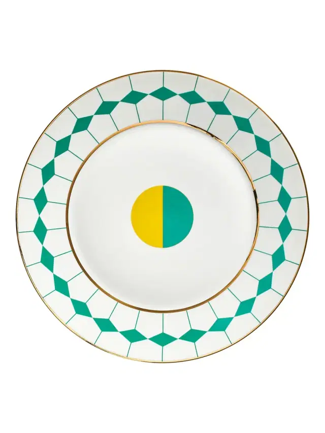 Ponta Porcelain Dinner Plates, Set of 2 - Green Ponta Porcelain Dinner Plates, Set of 2 - Green