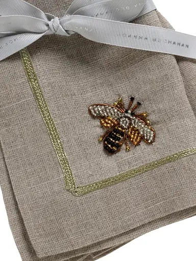 Joanna Buchanan Gold Trim Linen Dinner Napkins 2-Piece Set - White | Thumbnail 4 Joanna Buchanan Gold Trim Linen Dinner Napkins 2-Piece Set - White | Thumbnail 4