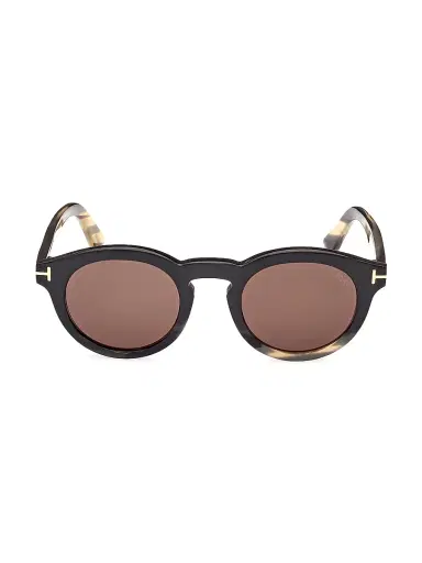 TOM FORD Men's 47MM Round Sunglasses - Brown Striped Brown | Thumbnail 2 TOM FORD Men's 47MM Round Sunglasses - Brown Striped Brown | Thumbnail 2