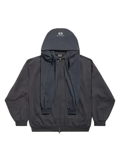 Balenciaga Men's Unity Sports Icon Incognito Oversized Zip-Up Hoodie - Dark Blue | Thumbnail 1 Balenciaga Men's Unity Sports Icon Incognito Oversized Zip-Up Hoodie - Dark Blue | Thumbnail 1