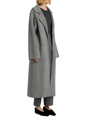 Toteme Women's Wool-Blend Rib-Knit Cardigan Coat - Grey Melange | Thumbnail 4 Toteme Women's Wool-Blend Rib-Knit Cardigan Coat - Grey Melange | Thumbnail 4