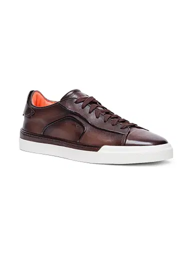 Santoni Men's Finn Leather Low-Top Sneakers - Brown | Thumbnail 2 Santoni Men's Finn Leather Low-Top Sneakers - Brown | Thumbnail 2
